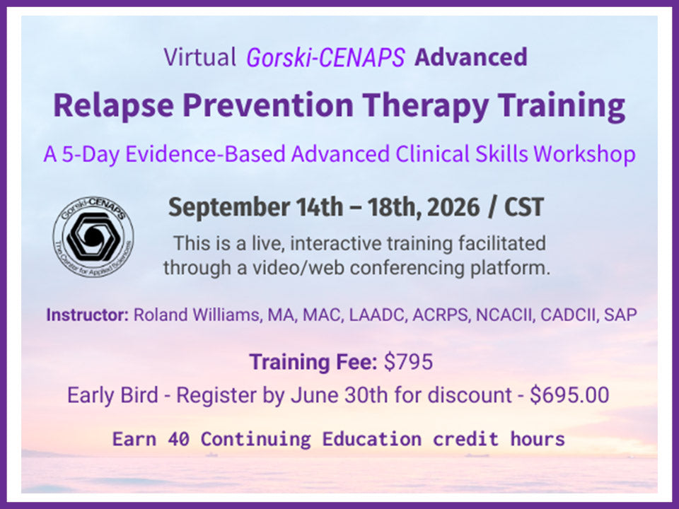 Advanced Relapse Prevention Therapy Training - September 2026