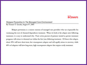 Relapse Prevention in the Managed Care Environment